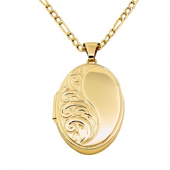 9ct gold family locket with chain